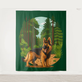 German Shepherd Forest Adventure Dog  Wandkleed