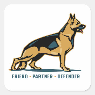 German Shepherd Friend Vierkante Sticker