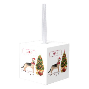 German Shepherd Funny kersthond met boom Decoratie
