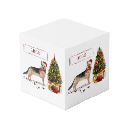 German Shepherd Funny kersthond met boom Kubus