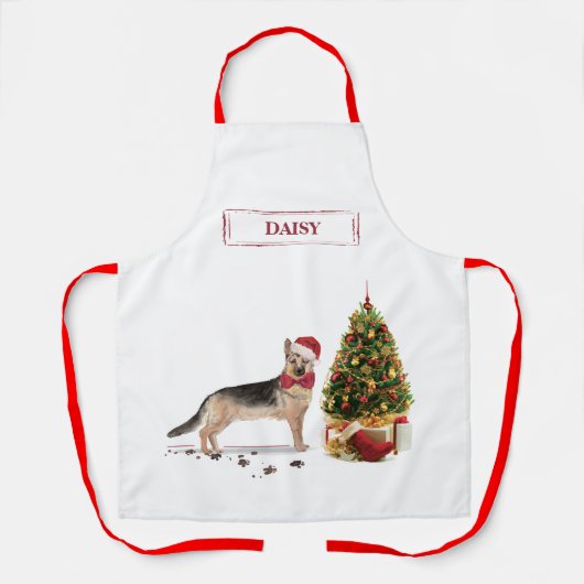 German Shepherd Funny kersthond met boom Schort (Voorkant)