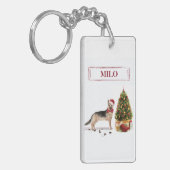German Shepherd Funny kersthond met boom Sleutelhanger (Voorkant Links)