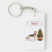 German Shepherd Funny kersthond met boom Sleutelhanger (Voorkant)