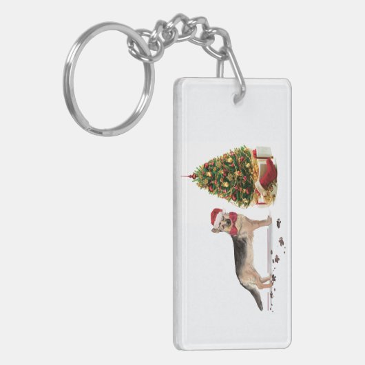 German Shepherd Funny kersthond met boom Sleutelhanger (Voorkant Links)