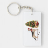 German Shepherd Funny kersthond met boom Sleutelhanger (Voorkant)