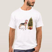 German Shepherd Funny kersthond met boom T-shirt (Voorkant)