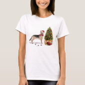 German Shepherd Funny kersthond met boom T-shirt (Voorkant)