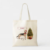 German Shepherd Funny kersthond met boom Tote Bag (Achterkant)