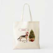 German Shepherd Funny kersthond met boom Tote Bag (Voorkant)
