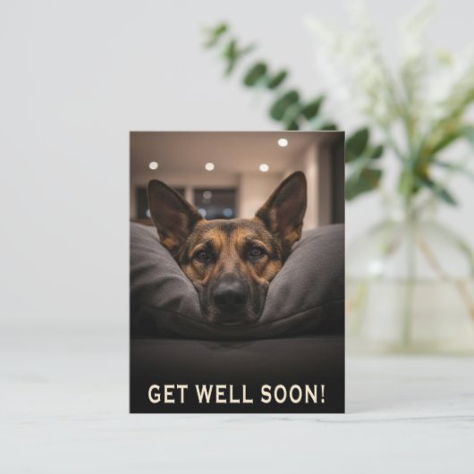 German Shepherd Get Well Postcard Briefkaart (Staand voorkant)