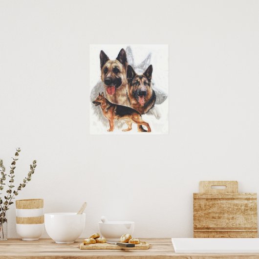 German Shepherd "Ghost" Collage Poster (Keuken)