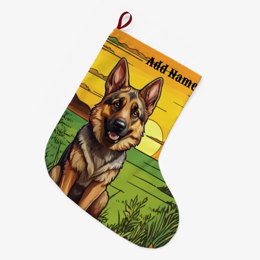 German Shepherd Grote Kerstsok (Voorkant (Hangend))
