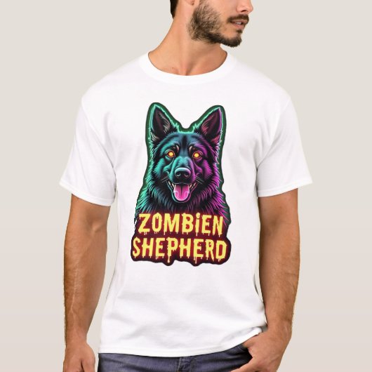 German Shepherd GSD Shep Zombie Dog Halloween Esse T-shirt (Voorkant)