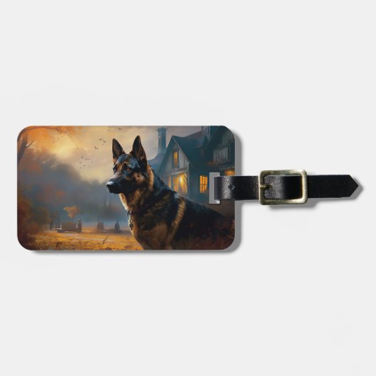 German Shepherd Halloween Scary Bagagelabel (Voorkant horizontaal)