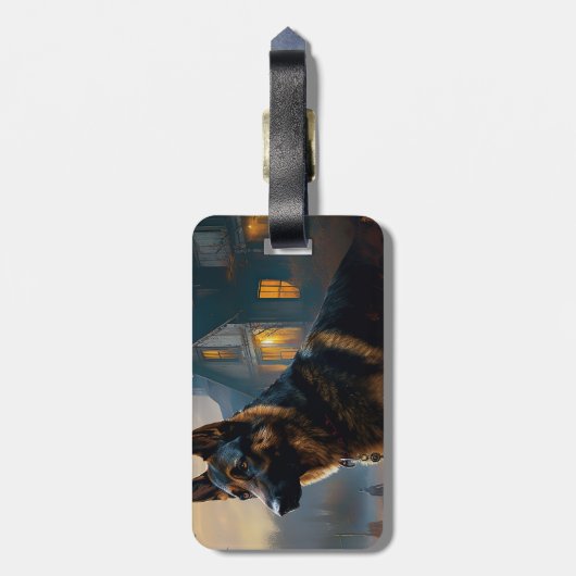 German Shepherd Halloween Scary Bagagelabel (Achterkant verticaal)
