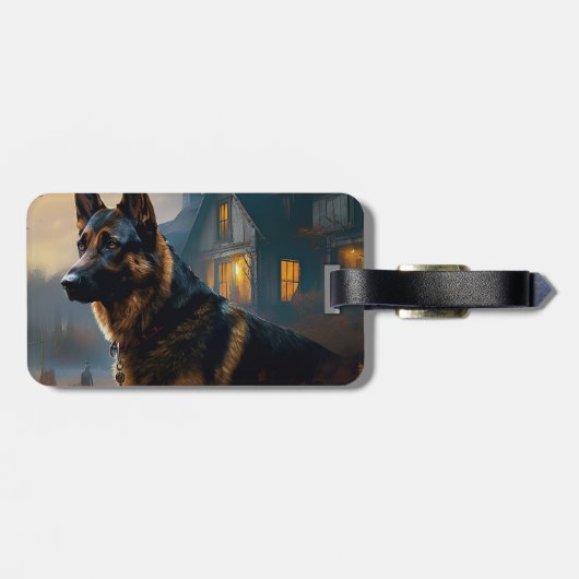German Shepherd Halloween Scary Bagagelabel (Achterkant horizontaal)