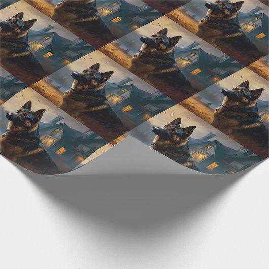 German Shepherd Halloween Scary Cadeaupapier (Hoek)