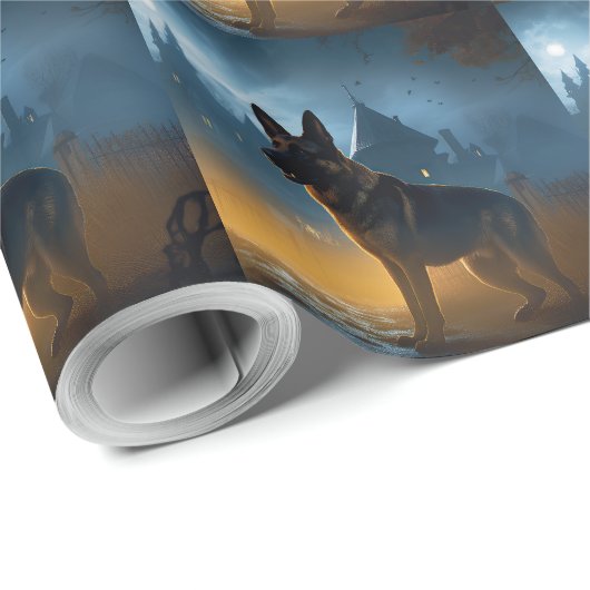 German Shepherd Halloween Scary Cadeaupapier (Rol Hoek)