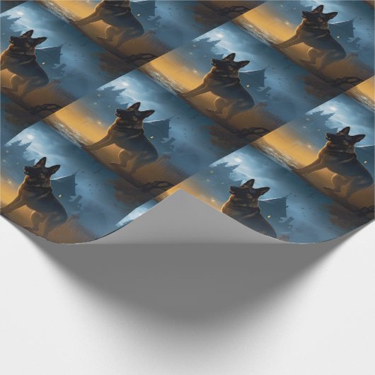 German Shepherd Halloween Scary Cadeaupapier (Hoek)