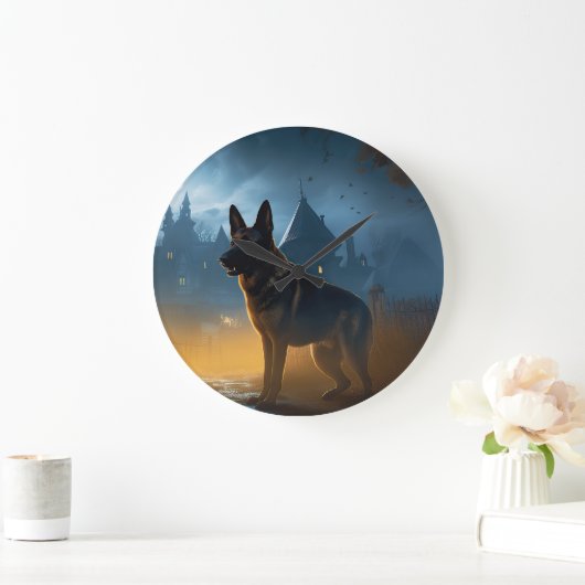 German Shepherd Halloween Scary Grote Klok (Huis)