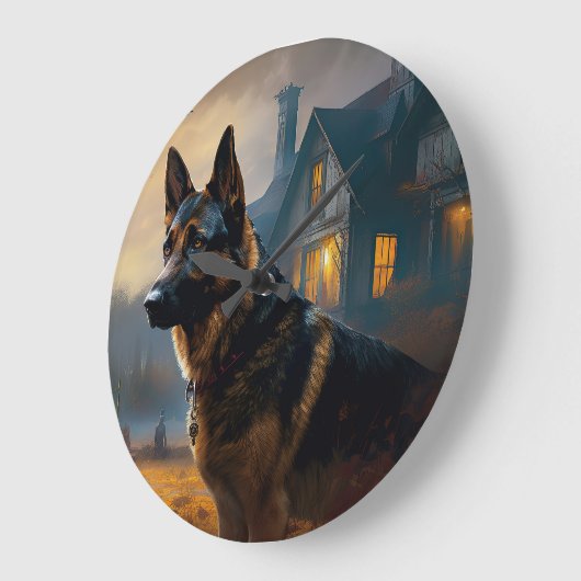 German Shepherd Halloween Scary Grote Klok (Hoek)