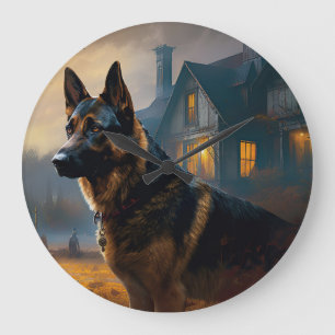 German Shepherd Halloween Scary Grote Klok