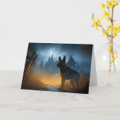 German Shepherd Halloween Scary Kaart (Gele Bloem)