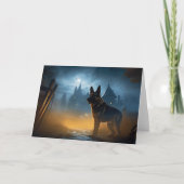 German Shepherd Halloween Scary Kaart (Voorkant)