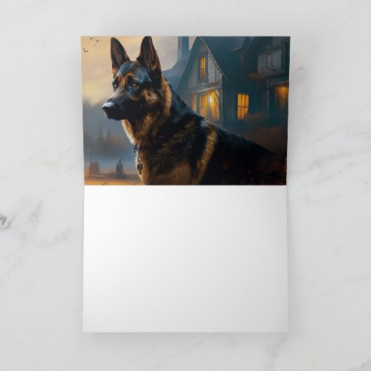German Shepherd Halloween Scary Kaart (Binnen)