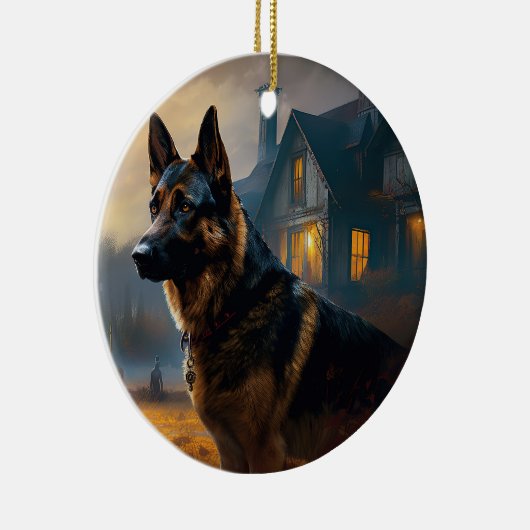 German Shepherd Halloween Scary Keramisch Ornament (Rechts)