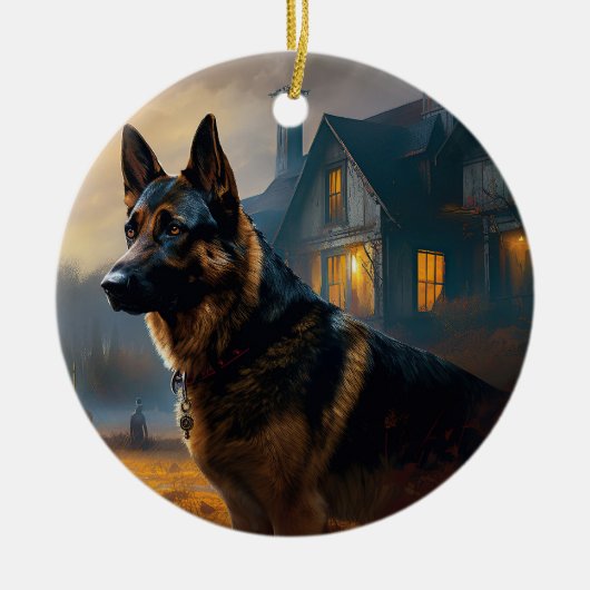 German Shepherd Halloween Scary Keramisch Ornament (Voorkant)