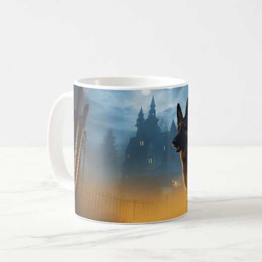 German Shepherd Halloween Scary Koffiemok (Voorkant links)