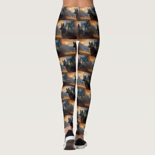 German Shepherd Halloween Scary Leggings (Achterkant)