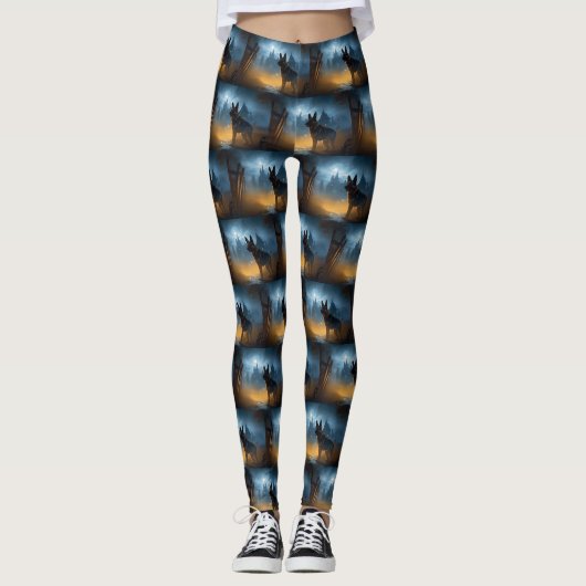 German Shepherd Halloween Scary Leggings (Voorkant)