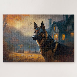German Shepherd Halloween Scary Legpuzzel