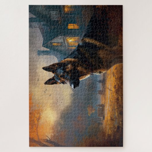 German Shepherd Halloween Scary Legpuzzel (Verticaal)