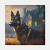 German Shepherd Halloween Scary Magneet (Voorkant)