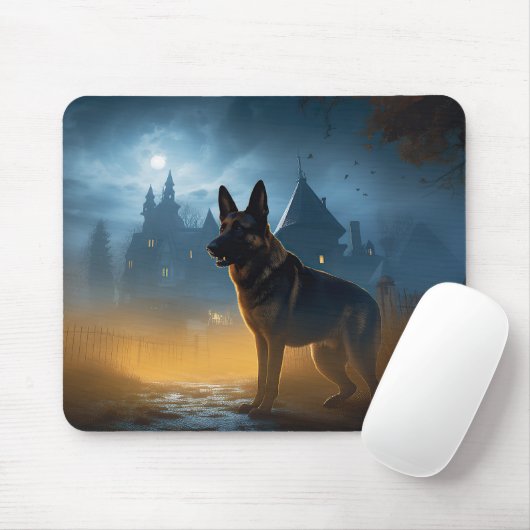 German Shepherd Halloween Scary Muismat (Met muis)