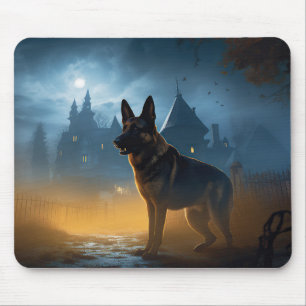 German Shepherd Halloween Scary Muismat