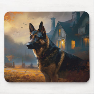 German Shepherd Halloween Scary Muismat