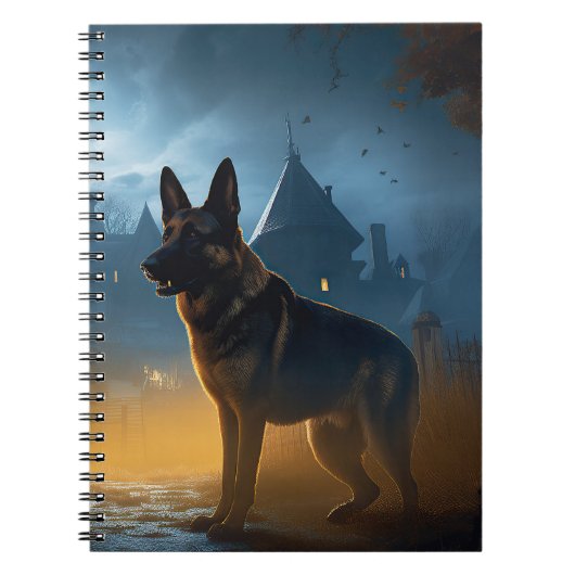 German Shepherd Halloween Scary Notitieboek (Voorkant)