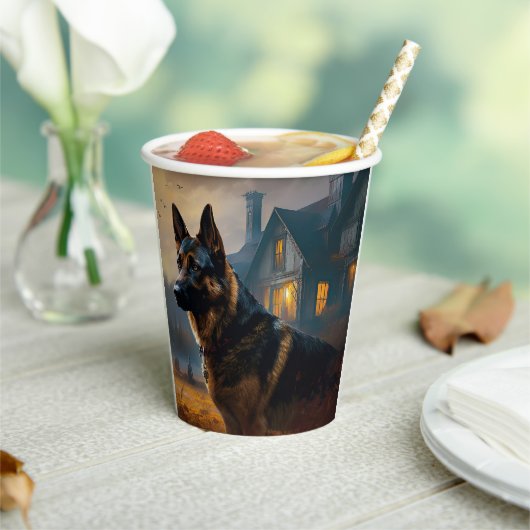 German Shepherd Halloween Scary Papieren Bekers (Insitu)