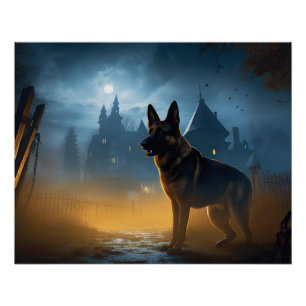 German Shepherd Halloween Scary Perfect Poster