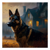 German Shepherd Halloween Scary Perfect Poster (Voorkant)