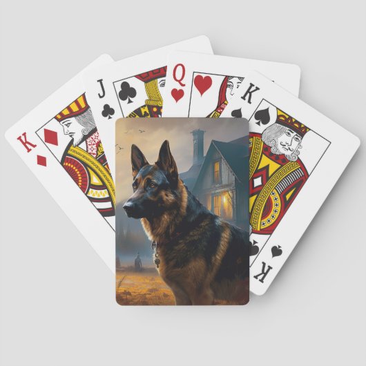 German Shepherd Halloween Scary Pokerkaarten (Achterkant)