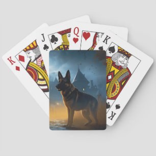 German Shepherd Halloween Scary Pokerkaarten
