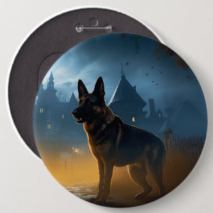 German Shepherd Halloween Scary Ronde Button 6,0 Cm
