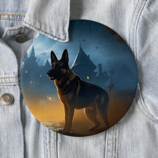 German Shepherd Halloween Scary Ronde Button 6,0 Cm (In situ)