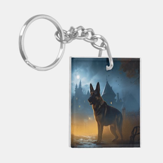German Shepherd Halloween Scary Sleutelhanger (Voorkant Links)