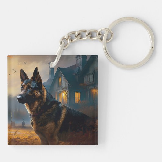 German Shepherd Halloween Scary Sleutelhanger (Achterkant)